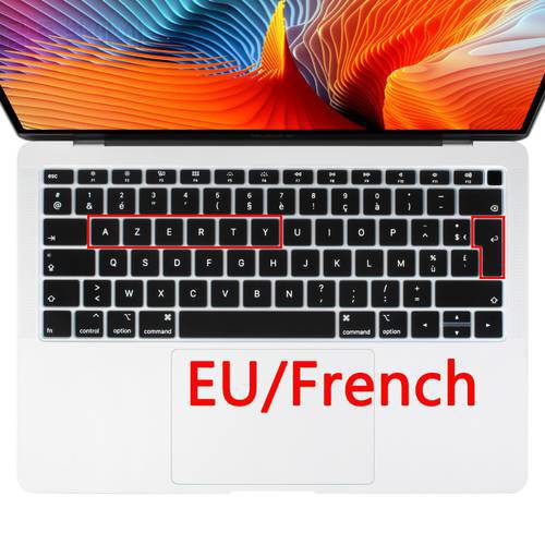 Euro French AZERTY Soft Silicone Keyboard Protector Cover Skin for Macbook Retina Air Pro 13 2020 A2289 A2251 A1706 A2179 A1932