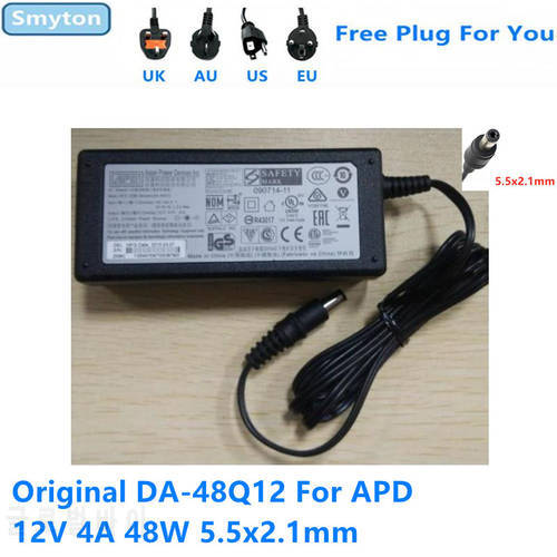 Original AC Adapter Charger For APD DA-48Q12 12V 4A 48W 5.5x2.1mm Monitor Power Supply