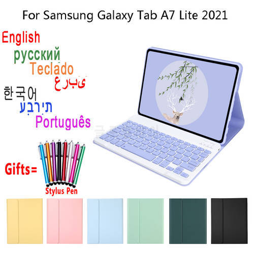 Wireless Keyboard Cover for Samsung Galaxy Tab A7 Lite 2021 T220 T225 Tablet Funda for Galaxy Tab A7 Lite 8.7 Keyboard Case