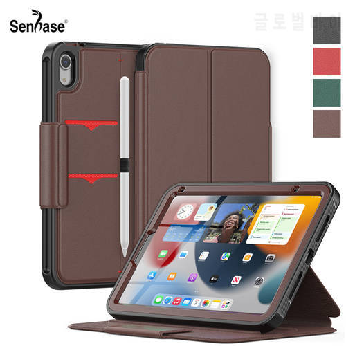 For Apple iPad mini 6 mini6 6th Gen 2021 A2567 A2568 A2569 Case PU Leather Flip Magnetic Buckle Shockproof Stand Tablet Cover