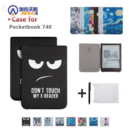 Magnetic Case for PocketBook 740 7.8 Inch InkPad 3 E-Book Auto/wake Printed Case + Gift