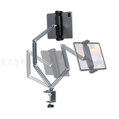 Heavy Duty Aluminum Tablet Stand for iPad Pro 12.9 Holder Clamp Mount Universal 4&39&39-13&39&39 Phone Tablet Holder Bed Kitchen Office