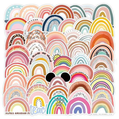 50 PCS Colorful Rainbow Stickers Laptop Stickers Repeatable Stickers Computer Decorative Stickers DIY Scrapbooking