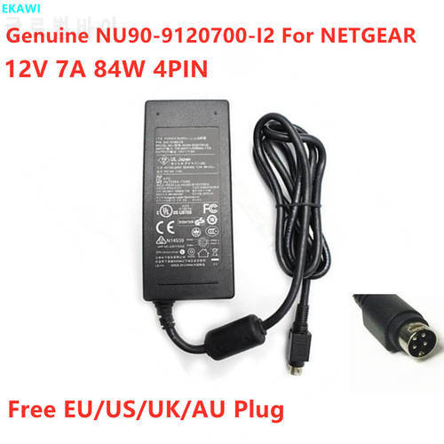 Genuine NU90-9120700-I2 12V 7.0A 84W 4PIN 332-10363-02 AC Adapter For NETGEAR NAS RN 10400 PSU Laptop Power Supply Charger