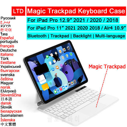 Bluetooth Magic Keyboard Case For iPad Pro 11 12.9 10th Gen 2022 2021 2020 2018 Air 4 5 10.9 Tablet Case Russian Arabic Keyboard