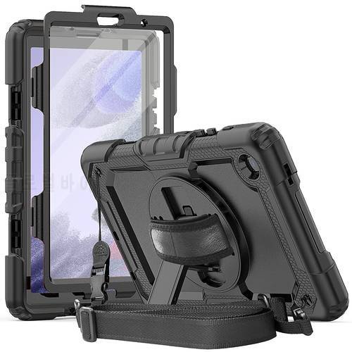 Hand Strap 360 Rotatable Kickstand Rugged Protective Case For Samsung Galaxy Tab A7 Lite Case 8.7“ Screen Protector SM-T225/T220