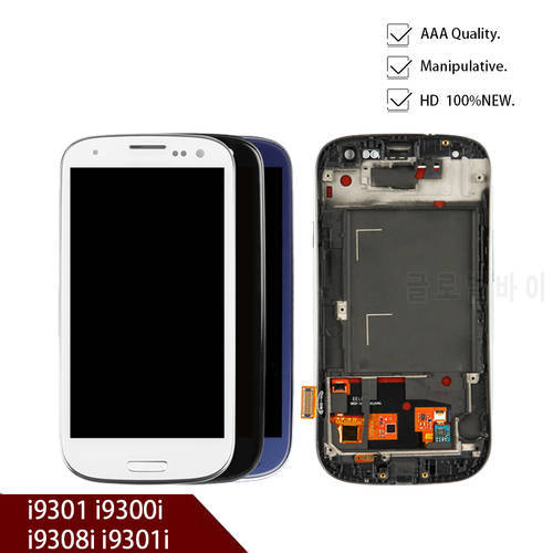 For Samsung Galaxy S3 i9300 LCD Display Touch Screen Digitizer Home Button Full Assembly with Bezel Frame