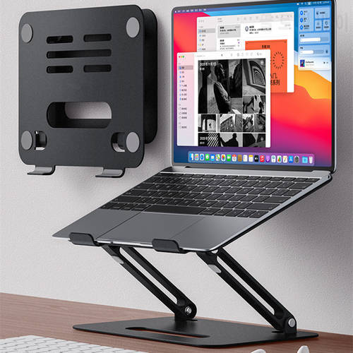 Aluminum Laptop Stand Dual Shafts Design Multi-angle Adjustable Foldable Notebook Holder Free Liftting for MacBook Air Pro