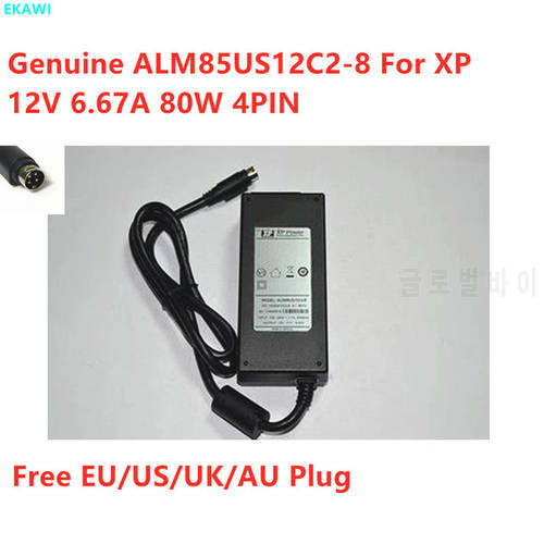 Genuine ALM85US12C2-8 12V 6.67A 80W 4PIN AC Power Adapter For XP 10020213-C2-8 01 Medical Power Supply Charger