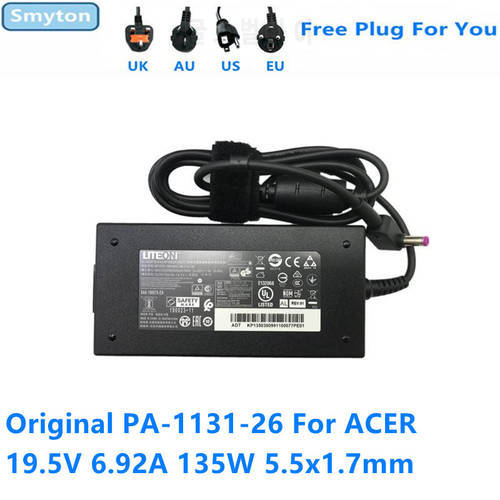 Original AC Adapter Charger For ACER 19.5V 6.92A 135W LITEON PA-1131-26 Chicony A18-135P1A A135A025P Laptop Charger Power Supply