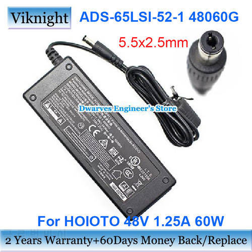 Genuine ADS-65LSI-52-1 48060G Adapter Charger 48V1.25A ADS-65LSL-52-1 48060G For HOIOTO Laptop Power Supply 60W 5.5x2.1mm