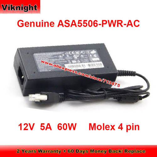 Genuine 12V 5A AC Adapter 341-0501-01 for ASA-5506X 5506 ASA5506-PWR-AC FA060LS1-01 60W Charger Molex 4 pin Power Supply