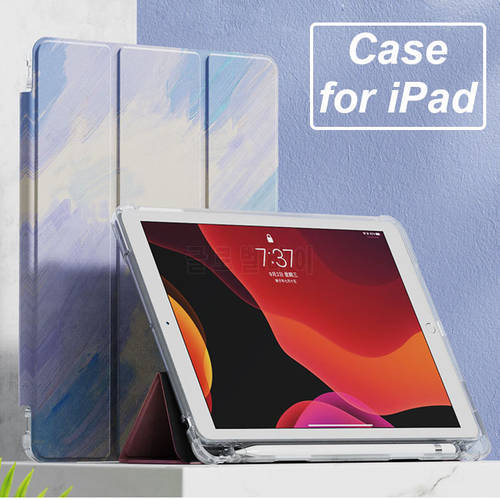 Case for iPad Air 5 4 2022 10.9 Smart Case for iPad 9th 8th 7 Generation Pro 11 2020 2018 9.7 with Pencil Holder Silicon Cover