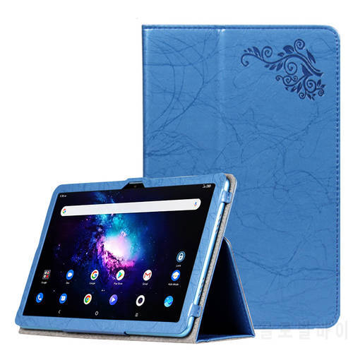 For TCL 10 Tab Max 4G 10.36 Android 9296G Tablet Case Print PU Leather Folding Stand with Hand Holder Magnetic Cover 9295G