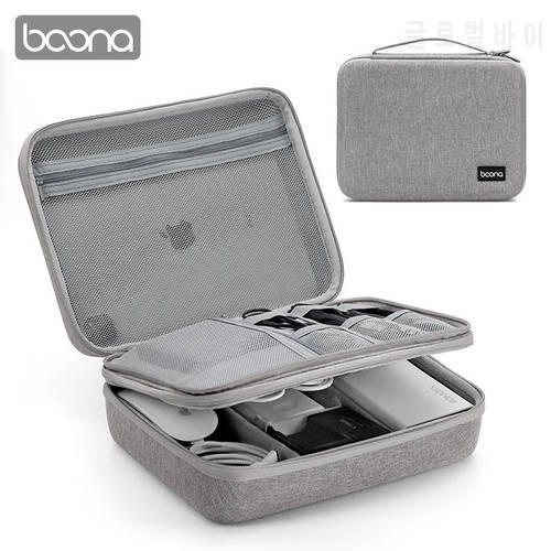 BOONA EVA Hard Shell Electronic Organizer Case for iPad Pro 11 inch Hard Drive Cables Earphones Cell Phone AC Adapter Multi-use