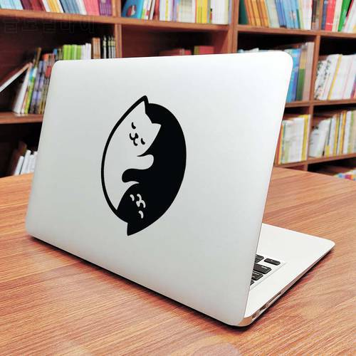 Yin Yang Kitten Vinyl Laptop Sticker Skin Cover Macbook 13 Pro 14 16 Air Retina 12 15 Inch Mac iPad Asus HP Dell Notebook Decal
