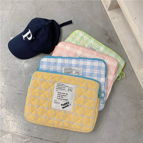 Cute Pure Color Lattice Tablet Laptop Bag For ipad For Portable MacBook Computer Bag 11/14 inch Liner Bags Anti-fall Cover