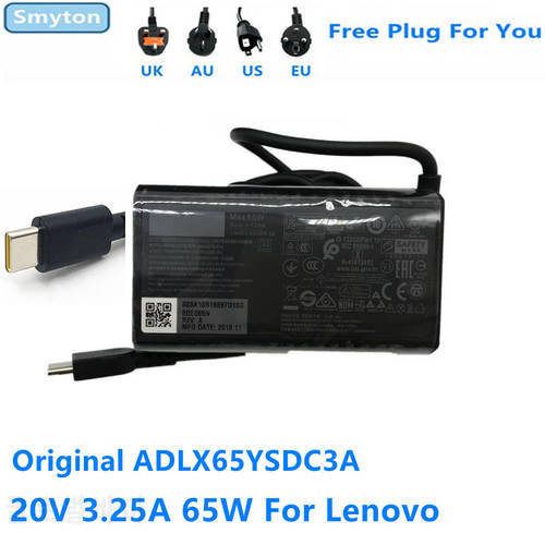 Original 65W AC Adapter Charger For Lenovo ThinkPad 20V 3.25A TYPE-C ADLX65YSDC3A ADLX65YSLC3A ADLX65YSCC3A Laptop Power Supply