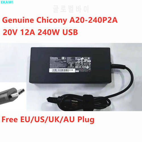Genuine Chicony 20V 12A 240W A20-240P2A A240A007P Power SupplyThin AC Adapter For MSI GE66 GE76 Gaming Laptop Power Charger