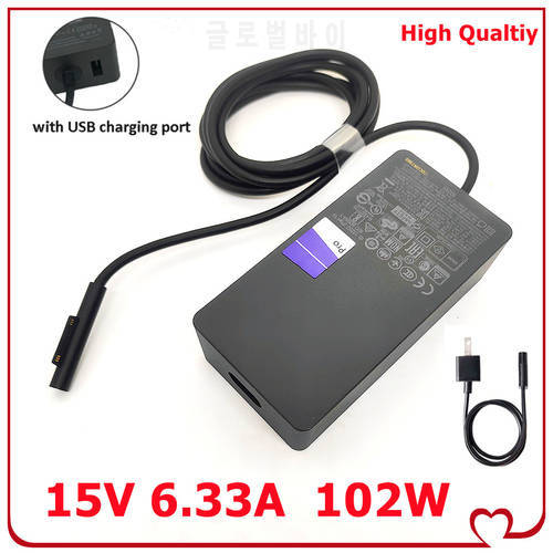 15V 6.33A 102W Charger for Microsoft Surface Book 2 Surface Go Surface Pro 6 Pro 7 Pro 5 Pro 4 Pro With DC 5V 1.5A USB C Charger