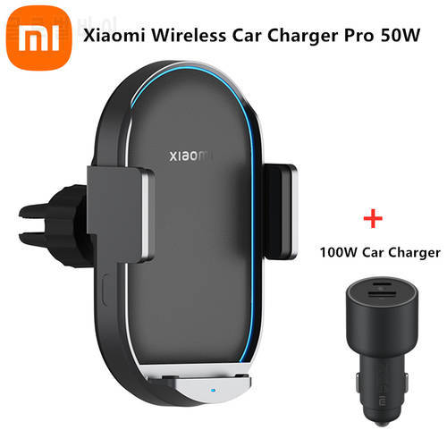 Xiaomi 50W Wireless Car Charger Pro With 100W Car Charger Usb Cable Fast Charging Smart Induction Car Phone Holder