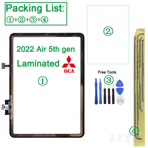 New Original Touch Screen+OCA For 2022 Apple iPad Air 5 5th Generation A2588 A2589 A2591 LCD Display Outer Digitizer