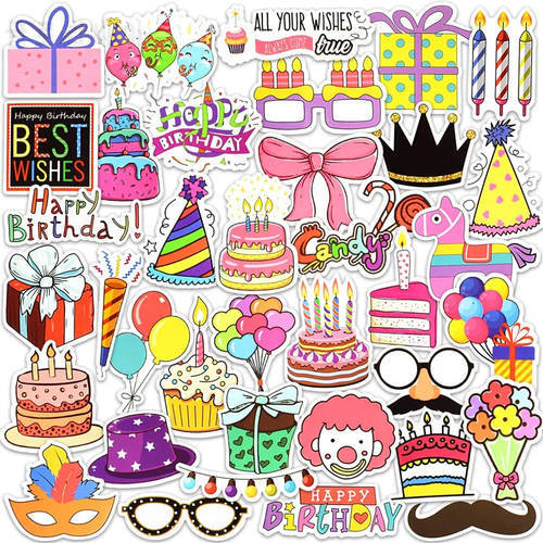 50 Birthday Stickers for Teens Party Stickers for Cards Cute Birthday Party Favors Stickers for Adults Waterproof Vinyl Stickers