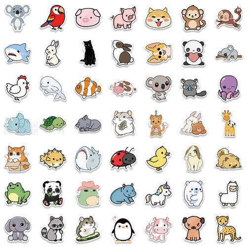 100PCS Mix Cute Anime Animal Stickers Car Motorcycle Travel Luggage Phone Laptop Luggage Waterproof Without Sticker