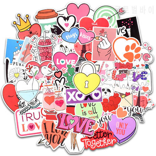 50Pcs Love Stickers Cute I Love You Waterproof Vinyl Decals Stickers for Laptop Water Bottles Car Luggage Computer Hydro Flask