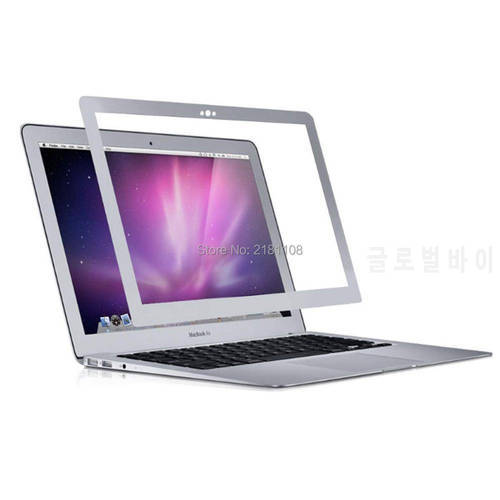 Bubble Free LCD Screen Protector With Silver Frame For Apple Macbook Air 13.3