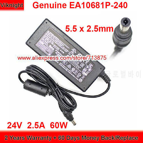 Genuine 24V 2.5A AC Adapter 60W Charger for EDAC EA10681P-240 with 5.5 x 2.5mm Plug Power Supply