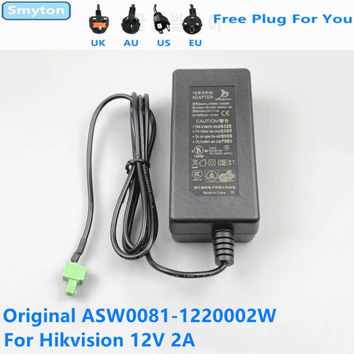 Original AC Adapter Charger For Hikvision ASW0081-1220002W 12V 2A 24W 2PIN Video Recorder Power Supply