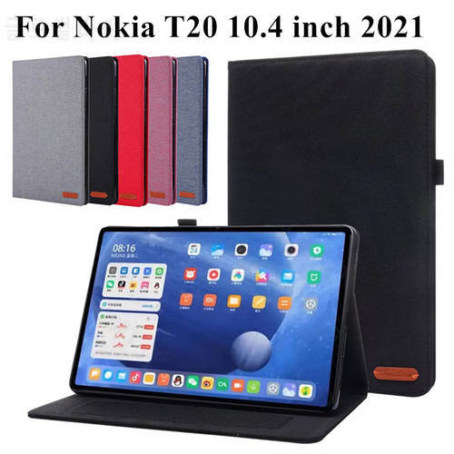 For Nokia T20 T 20 Case 2021 TA-1392, Fashionable Denim Style PU Leather Tablet Case Stand Card Nokia T20 10.4 inch 2021 Tablet