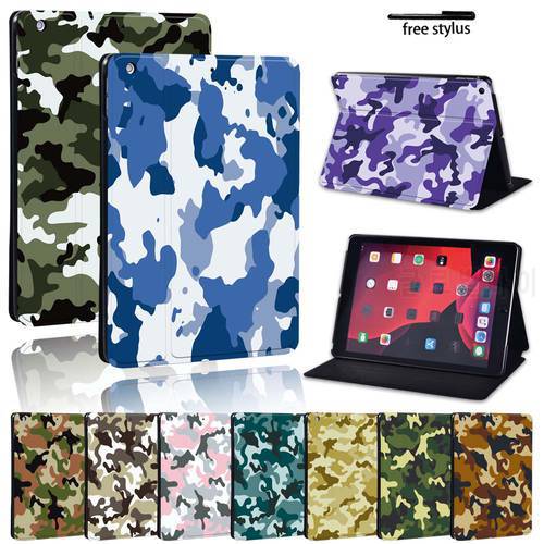 Case for Apple Ipad 2020 8th Generation Anti-fall Funda Pu Leather Tablet Case for Ipad 8th 10.2inch with Camouflage Pattern