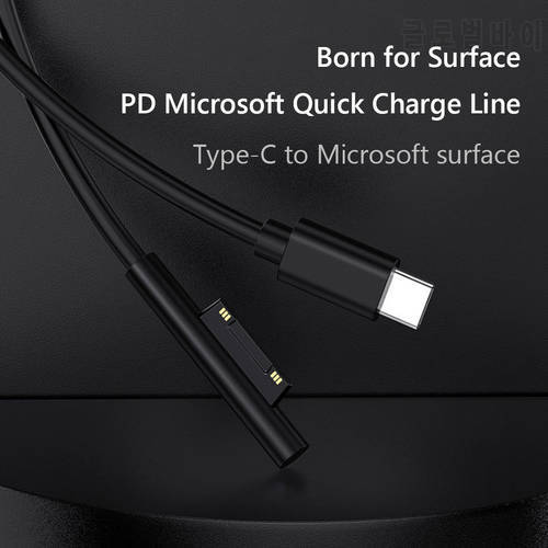 USB C Power Supply PD Fast Charger Cable for Microsoft Surface Pro 7 6 5 4 15V 3A PD Tablet Charger Adapter Cable Cord for Micro