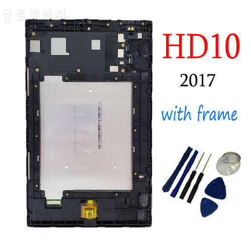 For Amazon Kindle Fire HD10 HD 10 7th Gen SL056ZE 2017 LCD Display Touch Screen Panel Digitizer Assembly with frame