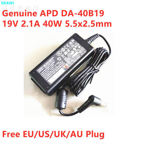Genuine APD DA-40B19 19V 2.1A 40W 5.5x2.5mm DA-40A19 AC Adapter For Laptop Power Supply Charger