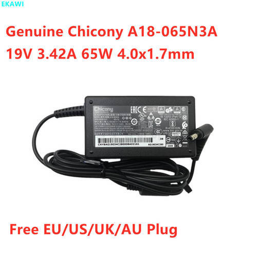 Genuine Chicony A18-065N3A 19V 3.42A 65W 4.0x1.7mm A065R191P AC Adapter For Laptop Power Supply Charger