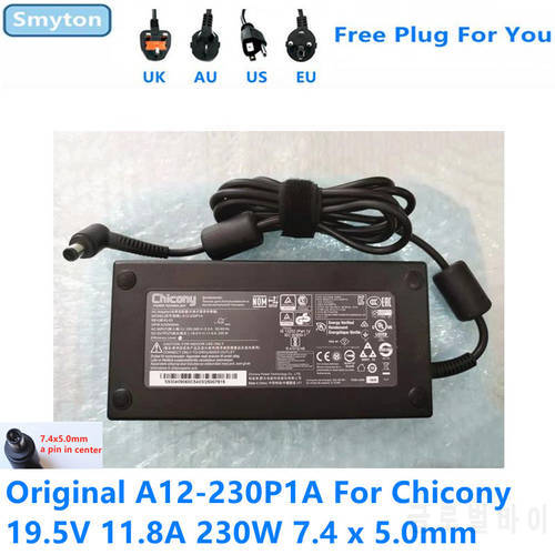 Genuine Chicony A12-230P1A 230W 19.5V 11.8A AC Adapter for MSI GT72S G752VY GE63VR 7RF ADP-230EB T A230A006L A230A009L Laptop