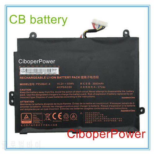 Original quality Battery for 15.2V 3500mAh 55wh P950BAT-4 4ICP5/65/80 Battery for Laptop battery