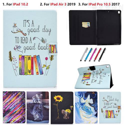 Painted Book Cover for IPad 10.2 Inch 2020 A2428 A2429 Funda Wallet Stand for iPad 7 8th 10 2 Tablet Case Cover Air 3 10.5 Caqa