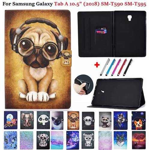 Tablet Case for Samsung Galaxy Tab A 10.5 inch T595 T590 Folio Flip Animal PU Leather Funda Cover for Samsung Tab A 10 5 SM-T590