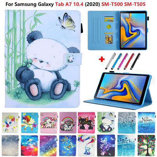 For Samsung Galaxy Tab A7 10.4 Case 2020 SM-T500 SM-T505 Tablet Wallet Cover Unicorn Tree Funda for Galaxy Tab A7 Cover T500 Pen