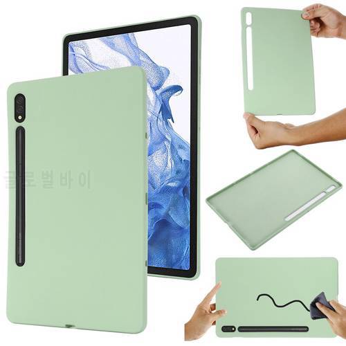 For Samsung Galaxy Tab S8 Ultra Case Soft Premium Liquid Silicone Ultra Thin Cover with Flocking For Tab S7 FE S8 Plus 케이스
