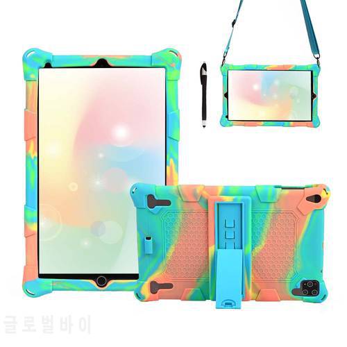 for Teclast P25 Tablet Cases Colorful Marble Silicon Shell Adjustable Stand Holder Protective Shockproof Cover with Strap Stylus