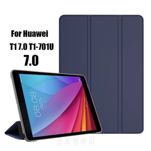 T1-701U PU Leather Tri-fold Case for Huawei MediaPad T1 701u Tablet Case for Huawei T1 7.0 Plus T1-701u Tablet Stand Cover