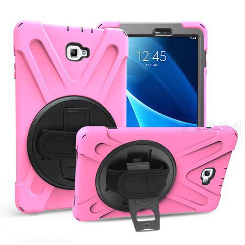Armor Case For Samsung Galaxy Tab A 10.1 T580 T585 SM-T585 SM-T580 T580N 2016 Kickstand Hard Cover With Hands Strap Shoulder