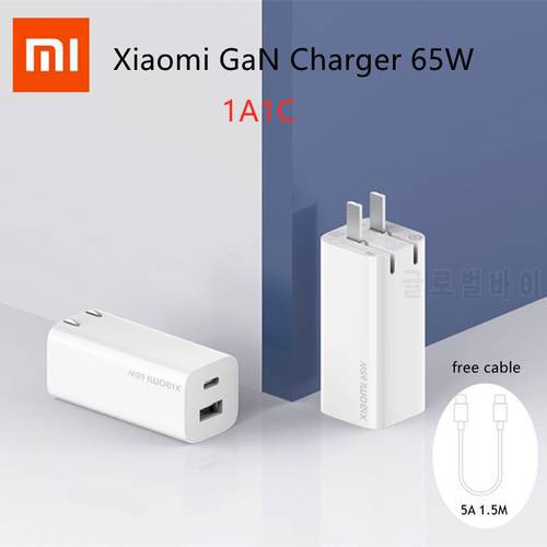 Xiaomi GaN 65W Type-C Charger Quick Charger 1A1C Type C to Type C Fast Charger For Apple Macbook Pro USB-A For Xiaomi 11