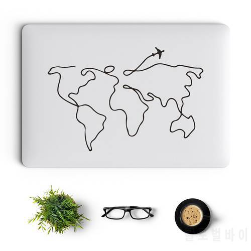 Plane Line World Map Laptop Sticker for Macbook Pro 14 16 Retina Air 11 13 15 Inch Asus Notebook Cover Skin Vinyl Mac Book Decal