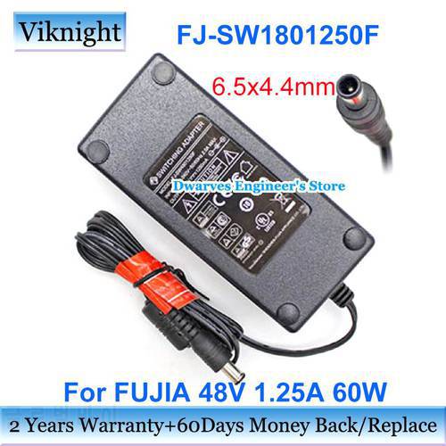Genuine FJ-SW1801250F 48V 1.25A 60W AC Adapter Laptop Charger For FUJIA Power Supply 6.5x4.4mm